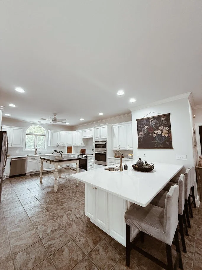 Custom kitchen remodel with white cabinetry in Auburn AL